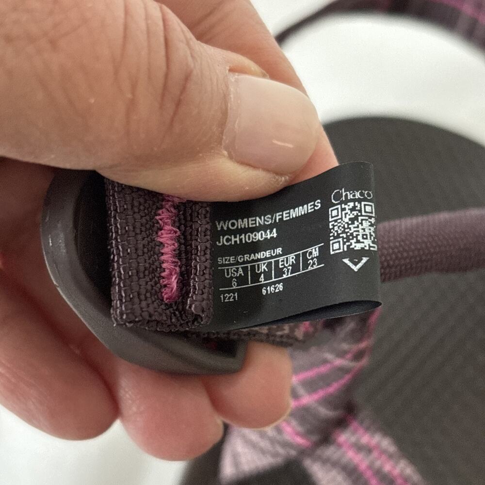 Chaco Z1 Adjustable Strap Classic Sandals Size 6 Beacon Magenta Purple Plaid - Picture 12 of 15